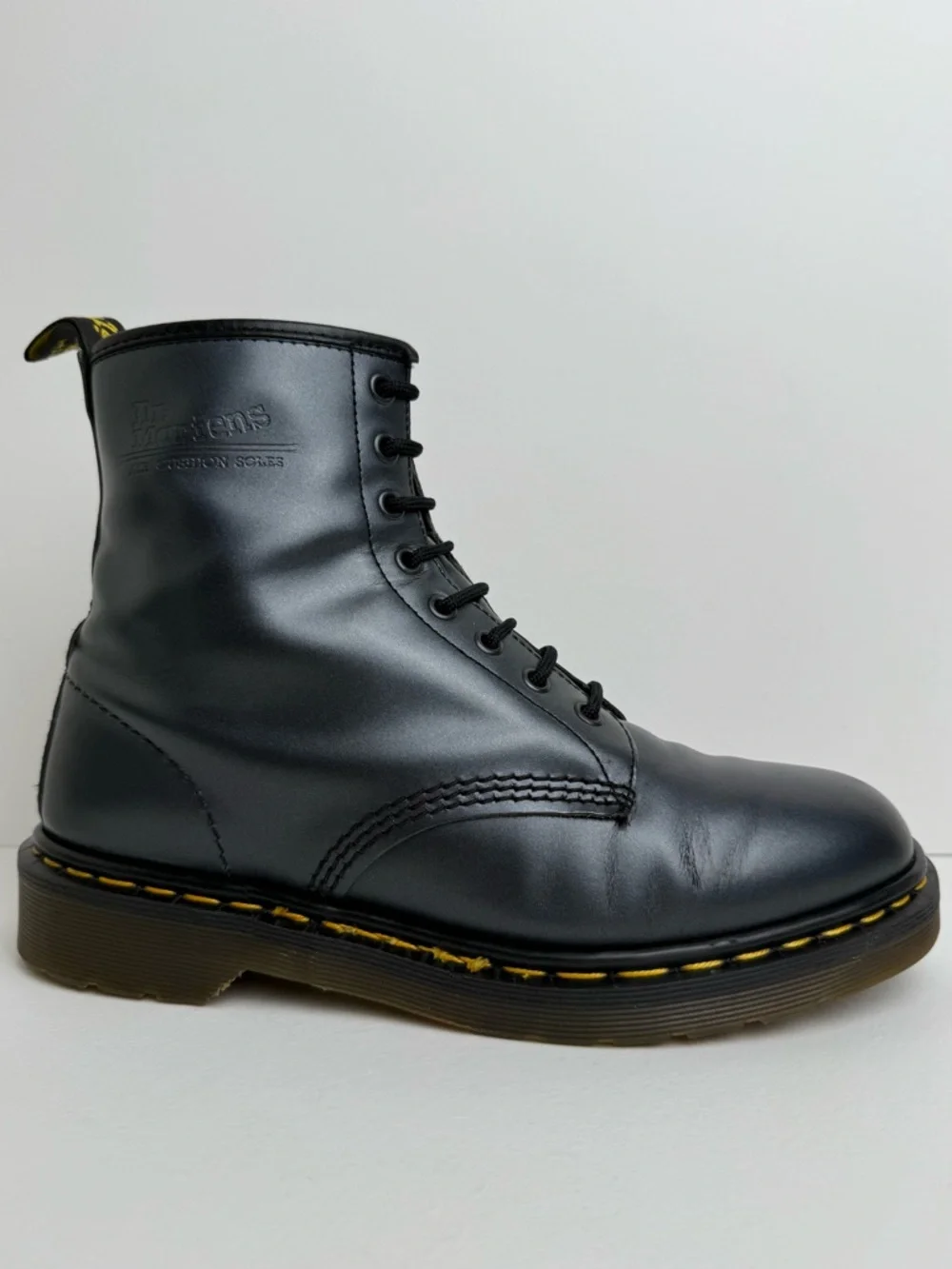 Vintage Dr. Martens England 1460 Metallic Graphite Shimmer Silver MIE Boots UK 9